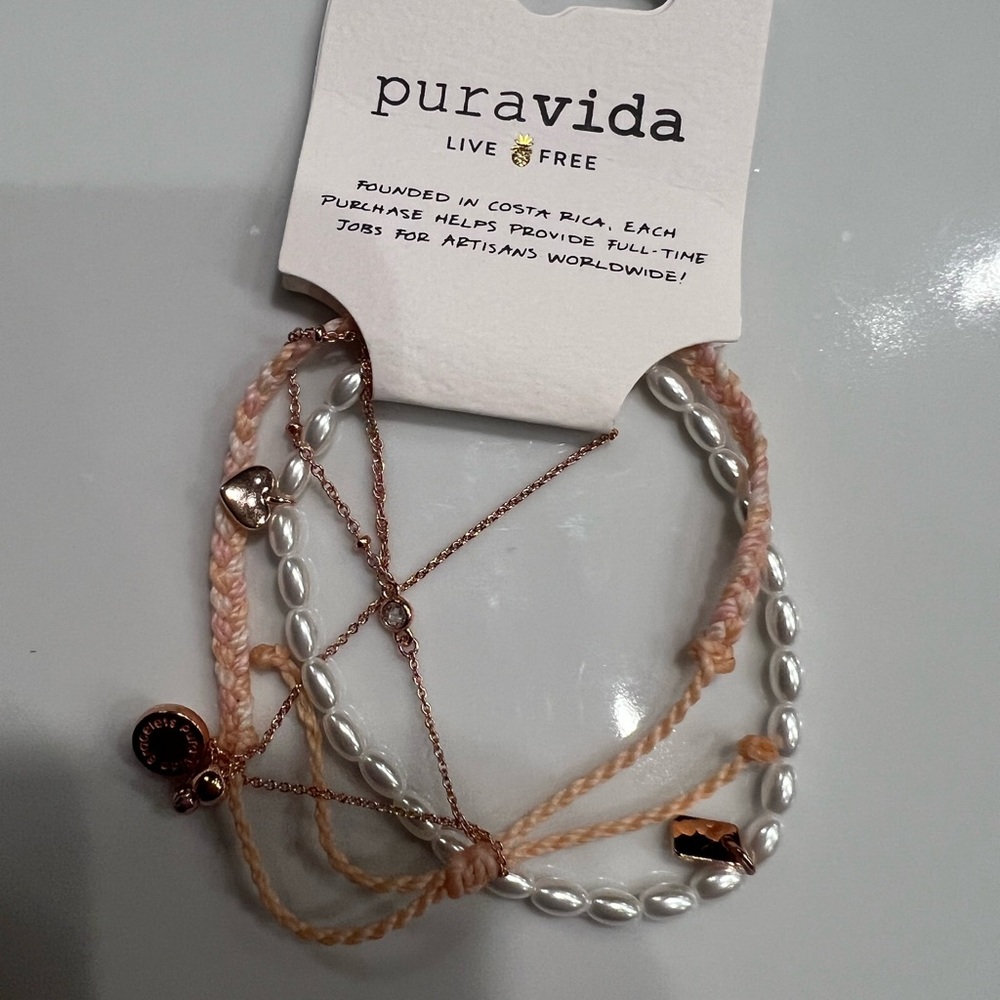 Pura Vida Gold and White Minimalist Bracelet